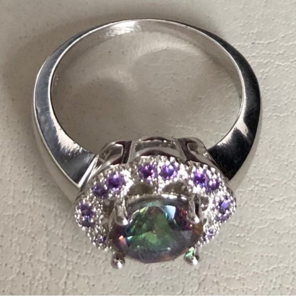 New Rainbow Mystic Topaz & Amethyst 925Ring Size 7 - Picture 7 of 9